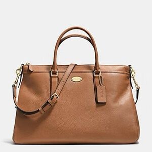 Coach Top Handle Satchel Tote Tan Beige Leather